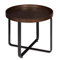 Tavolino rotondo in metallo e legno bronzo/naturale, 1 persona
