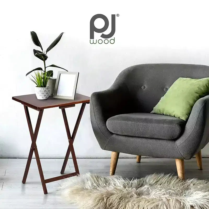 PJ Wood - Tavolino/Scrivania Pieghevole Portatile per Snack TV, Rovere Miele (Confezione da 6)