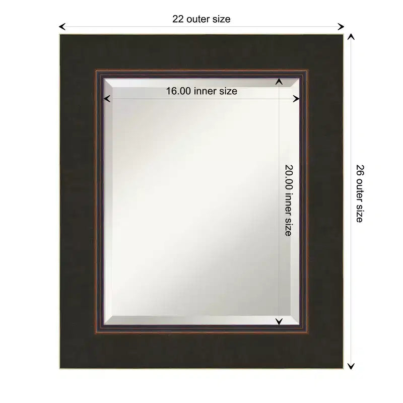 Amanti Art Milano Specchio da parete per bagno in legno smussato color bronzo