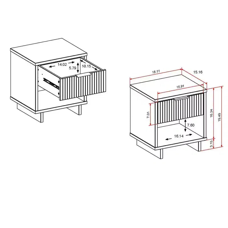 Comodino Granville Modern con 1 Cassetto - Manhattan Comfort