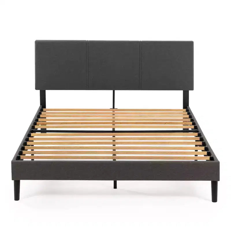 Cambril Upholstered Platform Bed Frame with Sustainable Bamboo Slats Gray - Zinus