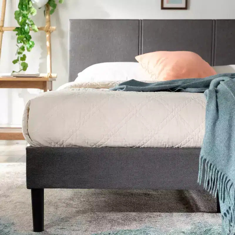 Cambril Base letto imbottita con doghe in bambù sostenibile Grigio - Zinus