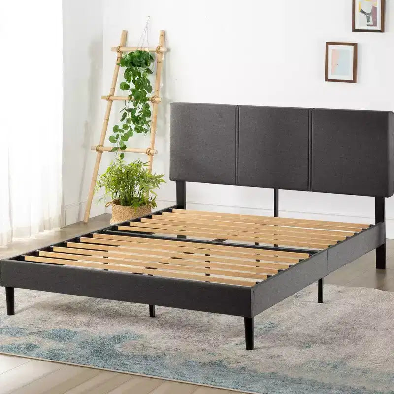 Cambril Base letto imbottita con doghe in bambù sostenibile Grigio - Zinus