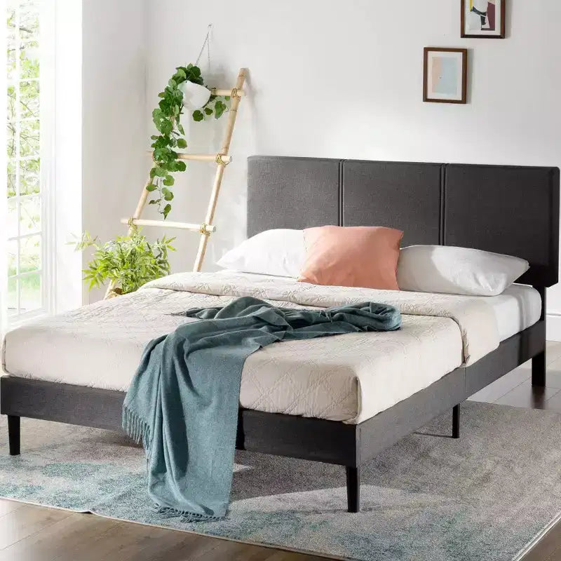 Cambril Base letto imbottita con doghe in bambù sostenibile Grigio - Zinus