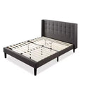 Dori Upholstered Platform Bed Frame with Wingback Headboard Gray - Zinus