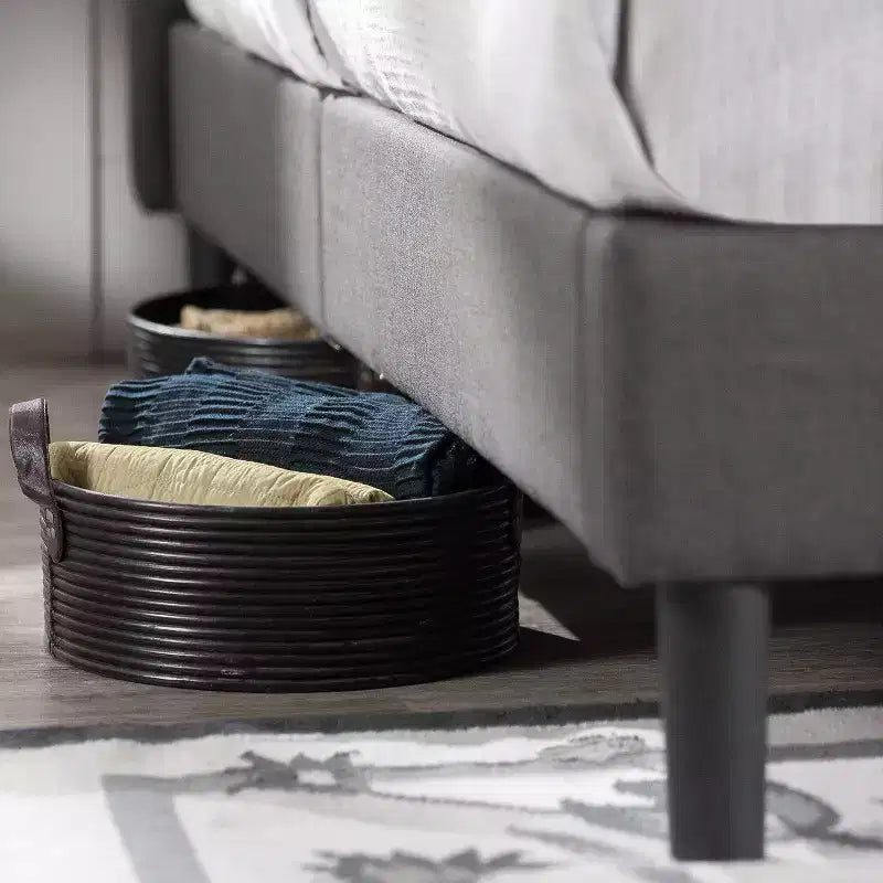 Zinus Dori Letto Imbottito con Testiera Wingback Grigio