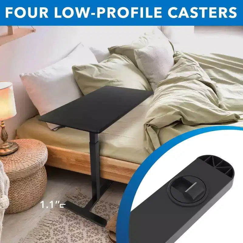 Mount-It! Tavolo Regolabile in Altezza per Letto e Comodino con Ruote | Vassoio per Colazione da Letto per Uso Medico e Domestico | Scrivania in Piedi con Molla a Gas