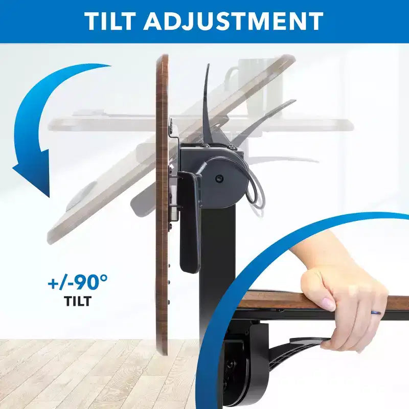 Mount-It! Scrivania e tavolo sopra-letto regolabili in altezza con piano inclinabile | Tavolo medico sopra-letto con ruote | Noce scuro