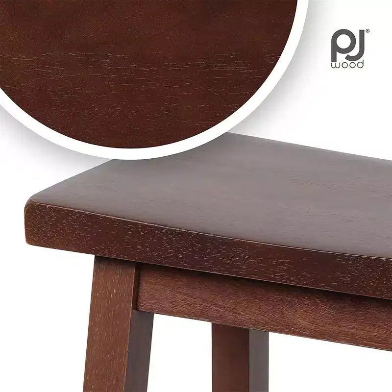 PJ Wood Sgabelli Alti Classici da 29 Pollici con Seduta a Sella per Cucine, Sale da Pranzo e Bar, Senza Schienale e con 4 Gambe Quadrate, Noce (Set di 6)