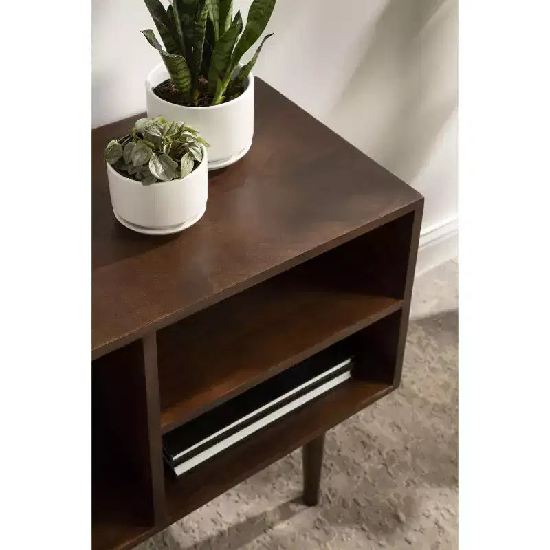 Tavolino consolle rettangolare in legno Kate and Laurel Locklear, 38x14x25, marrone noce