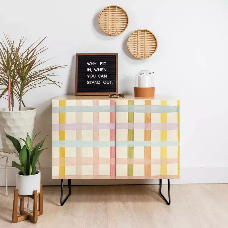 Gigi Rosado Credenza a Quadri Pastello - Deny Designs