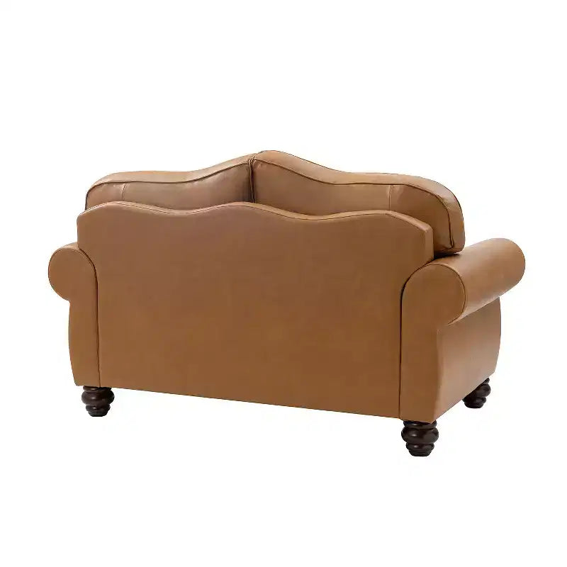 Divanetto Chesterfield Antonia largo 152 cm in vera pelle con finiture borchiate e braccioli arrotolati