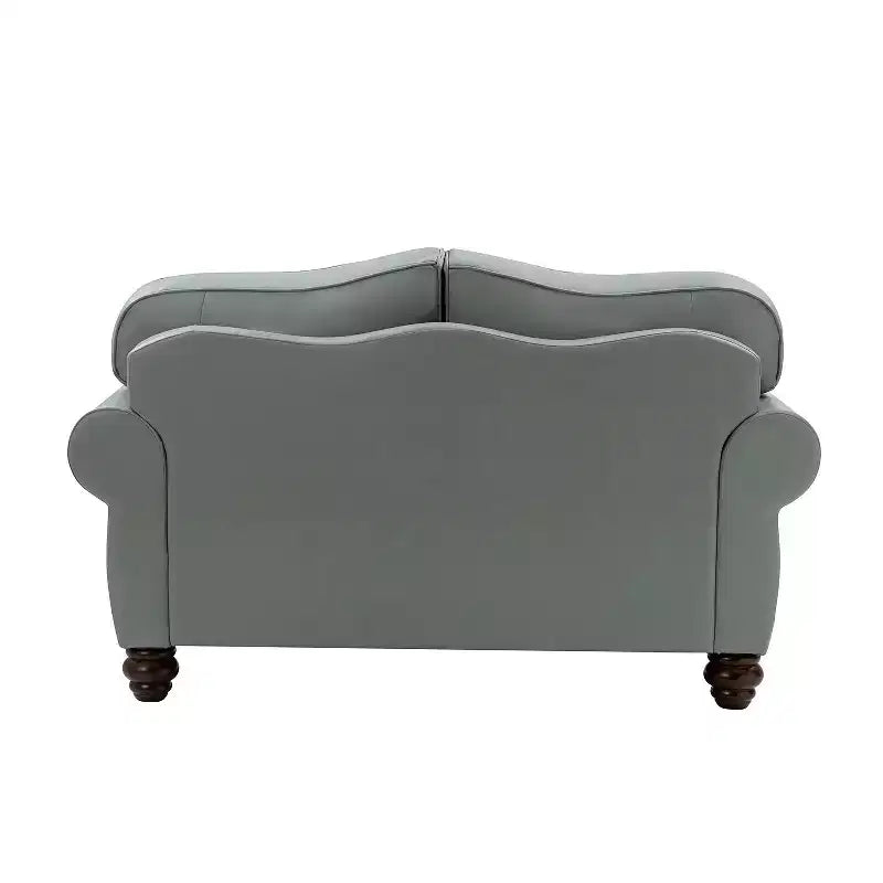 Divanetto Chesterfield Antonia largo 152 cm in vera pelle con finiture borchiate e braccioli arrotolati