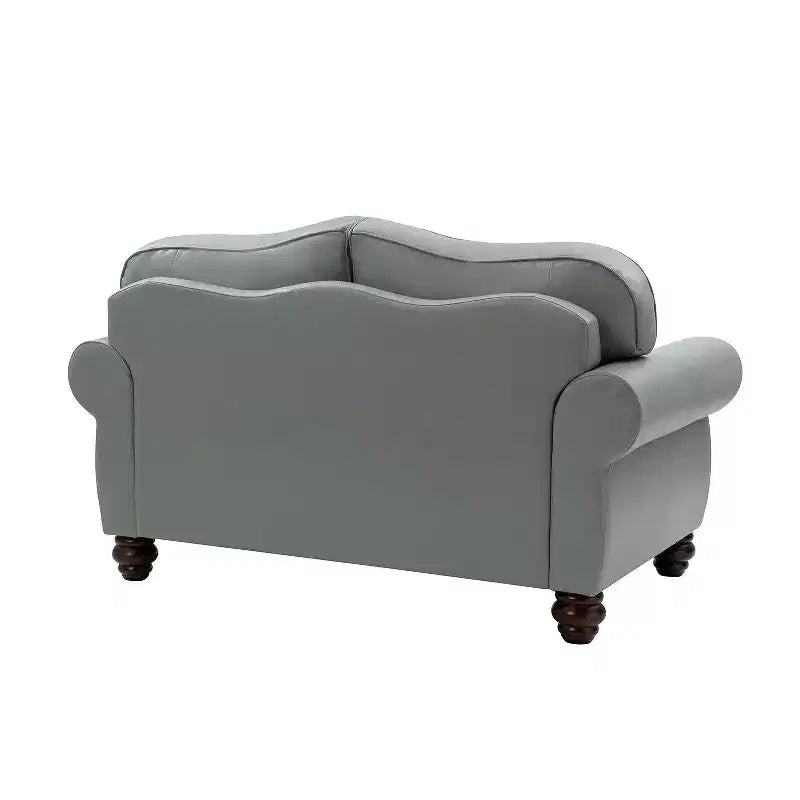 Divanetto Chesterfield Antonia largo 152 cm in vera pelle con finiture borchiate e braccioli arrotolati