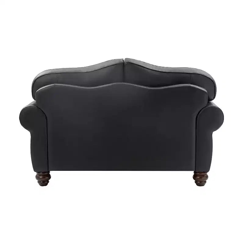 Divanetto Chesterfield Antonia largo 152 cm in vera pelle con finiture borchiate e braccioli arrotolati