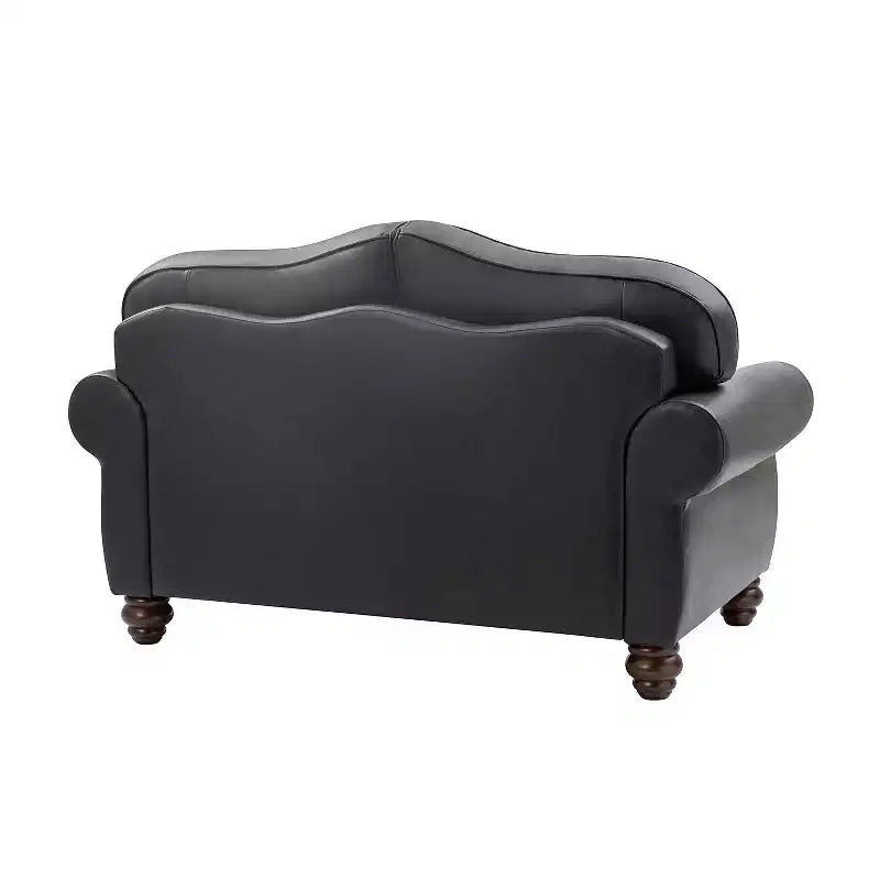 Divanetto Chesterfield Antonia largo 152 cm in vera pelle con finiture borchiate e braccioli arrotolati