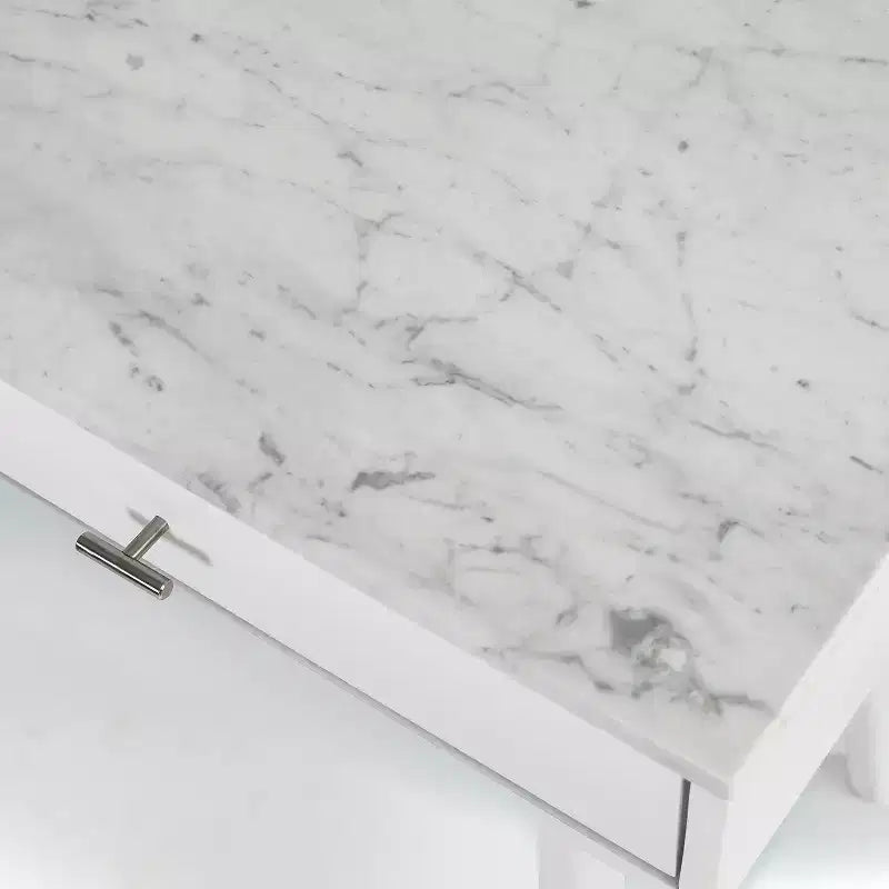 Scrivania rettangolare in marmo bianco di Carrara italiano della collezione Bianco Viola 44