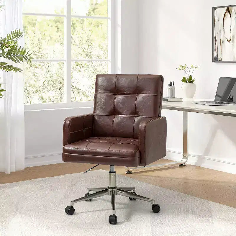 Sedia da ufficio Josua Modern Button-tufted con gambe in metallo | KARAT HOME