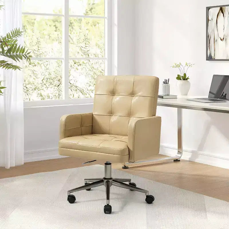 Sedia da ufficio Josua Modern Button-tufted con gambe in metallo | KARAT HOME