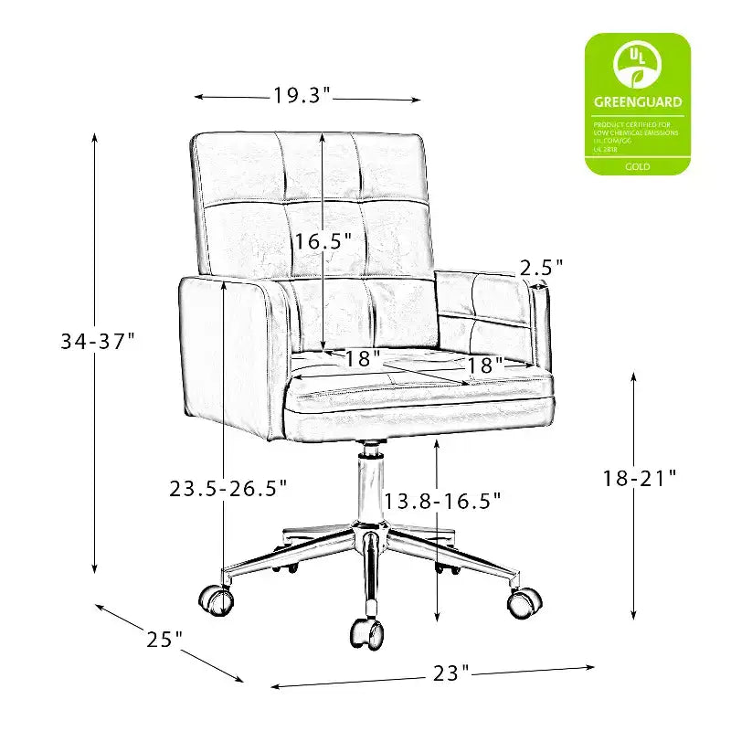 Sedia da ufficio Josua Modern Button-tufted con gambe in metallo | KARAT HOME