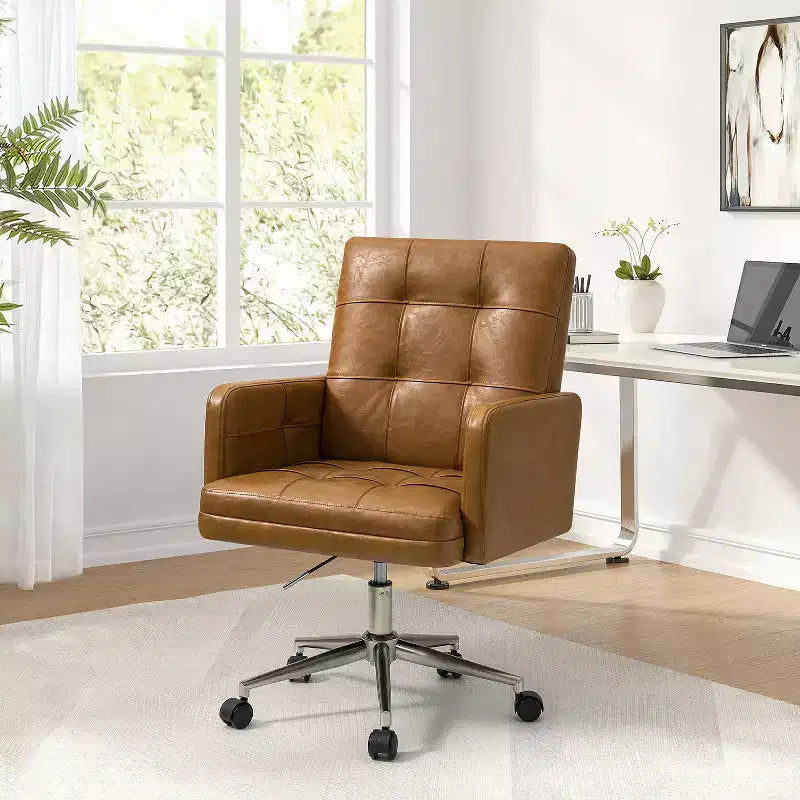 Sedia da ufficio Josua Modern Button-tufted con gambe in metallo | KARAT HOME