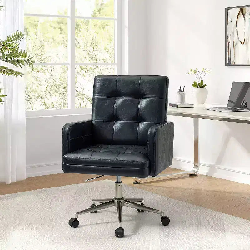 Sedia da ufficio Josua Modern Button-tufted con gambe in metallo | KARAT HOME
