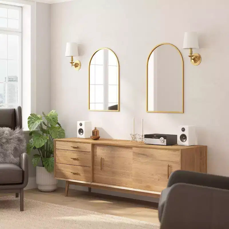 Flash Furniture Mila Specchio da Parete con Cornice ad Arco in Metallo per Corridoi, Ingressi, Sale da Pranzo e Soggiorni