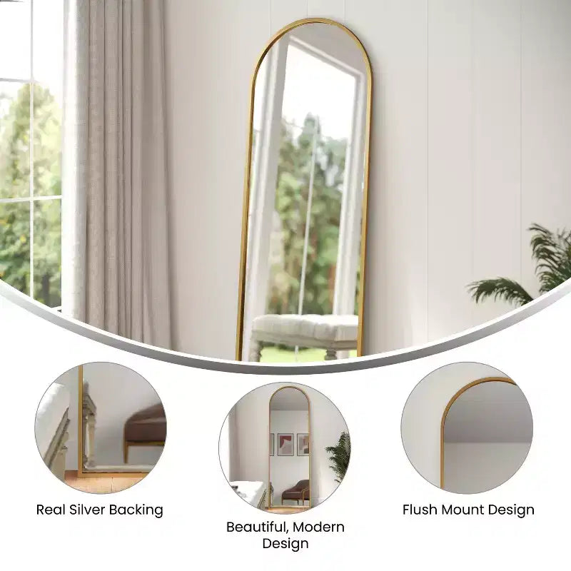 Flash Furniture Mila Specchio da Parete con Cornice ad Arco in Metallo per Corridoi, Ingressi, Sale da Pranzo e Soggiorni