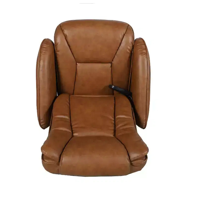 Poltrona reclinabile Flash Furniture Poppy Massaging Multi-Position Plush con tasca laterale e poggiapiedi in similpelle marrone LeatherSoft