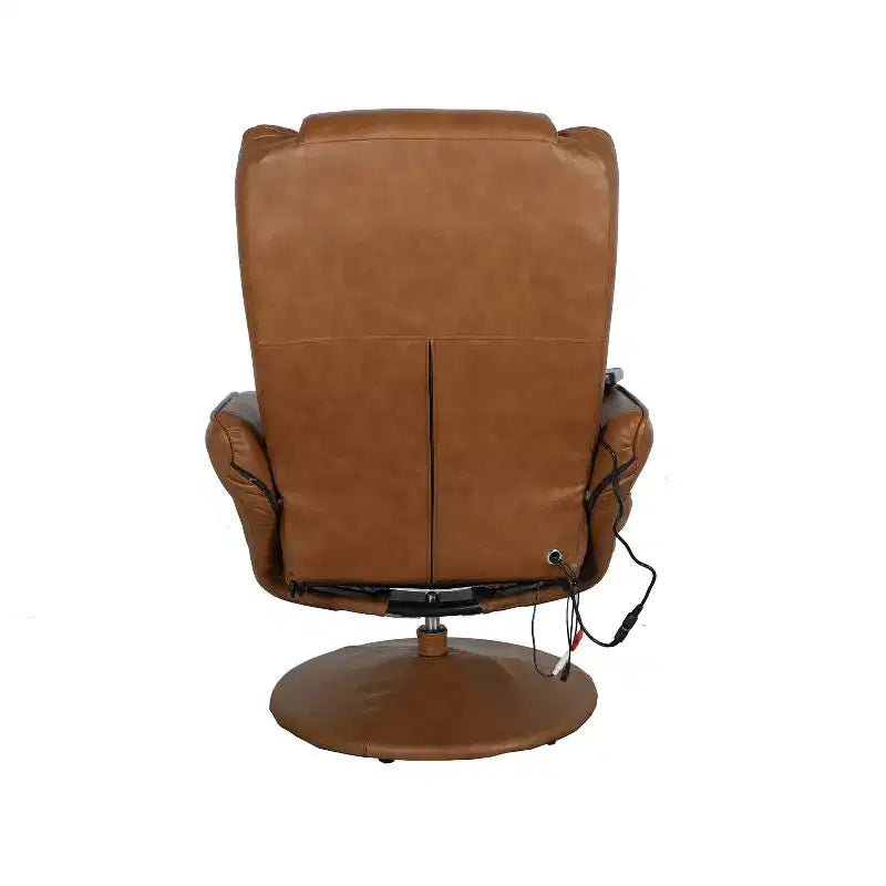 Poltrona reclinabile Flash Furniture Poppy Massaging Multi-Position Plush con tasca laterale e poggiapiedi in similpelle marrone LeatherSoft