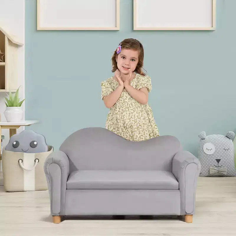Divano per bambini Qaba, sedia con braccioli in legno per bambini in età prescolare, divanetto per bambini per la camera dei bambini, asilo con vano portaoggetti nascosto