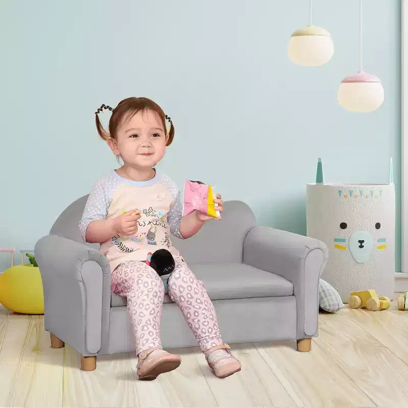 Divano per bambini Qaba, sedia con braccioli in legno per bambini in età prescolare, divanetto per bambini per la camera dei bambini, asilo con vano portaoggetti nascosto