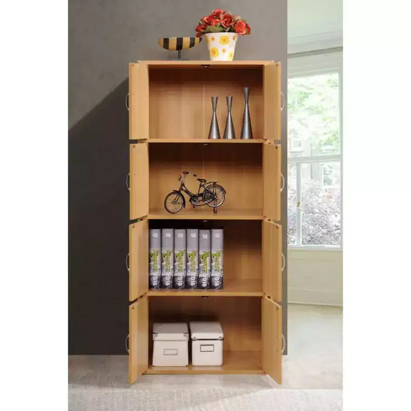 Hodedah HID44 Scaffale Armadio Libreria a Pavimento Multiuso con 8 Ante e 4 Ripiani, Resistente, per Casa e Ufficio