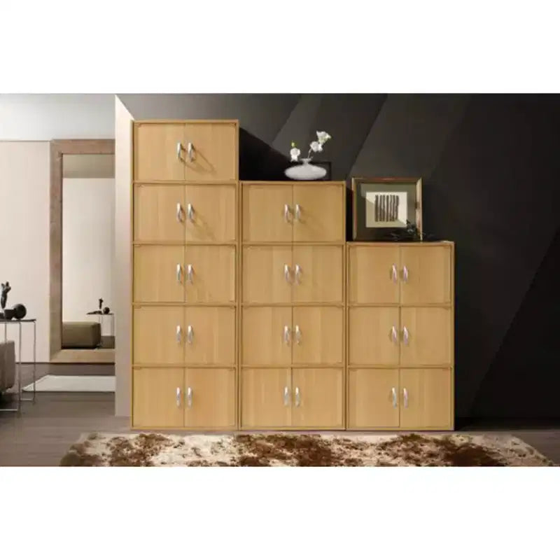 Hodedah HID44 Scaffale Armadio Libreria a Pavimento Multiuso con 8 Ante e 4 Ripiani, Resistente, per Casa e Ufficio