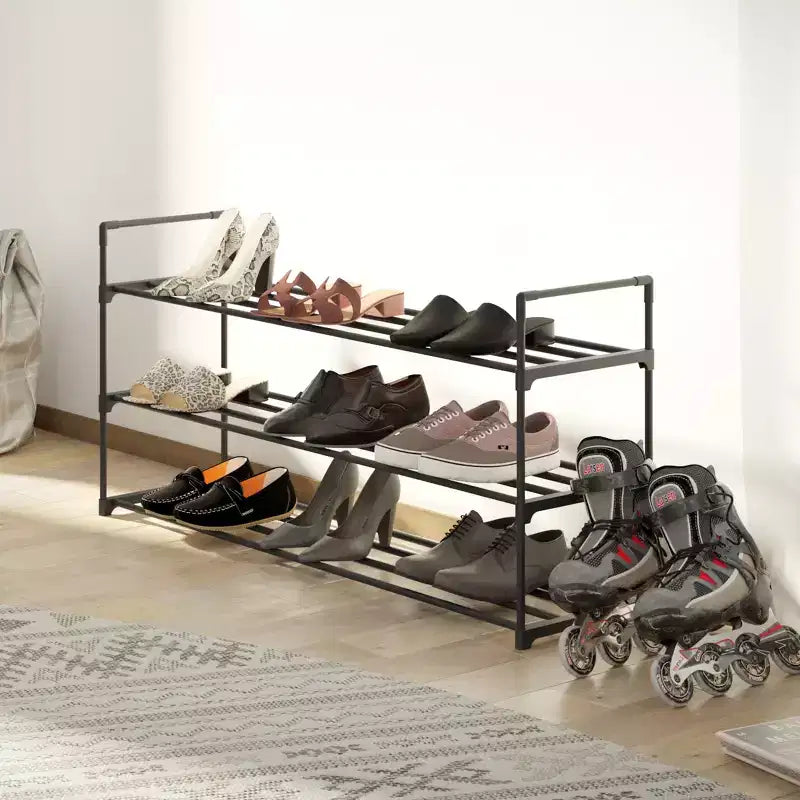 Home-Complete Scarpiera a 3 Ripiani per 15 Paia, Nera