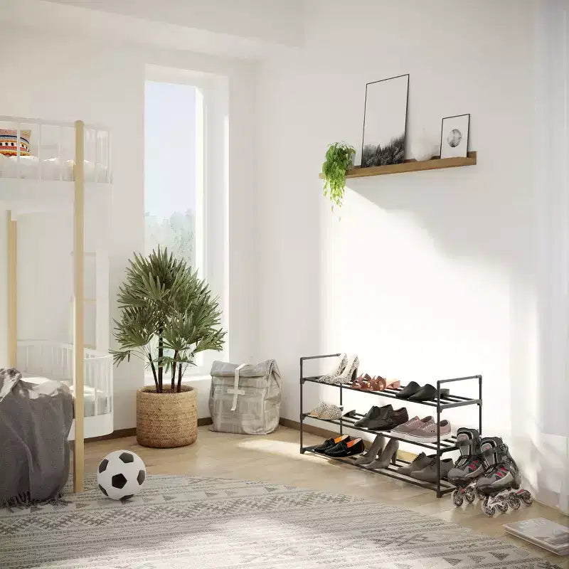 Home-Complete Scarpiera a 3 Ripiani per 15 Paia, Nera