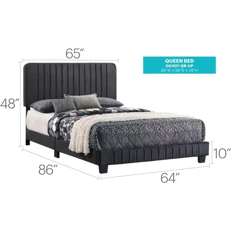Letto a pannello queen trapuntato a canali in velluto Lodi di Passion Furniture