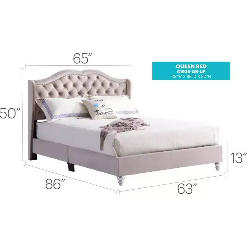 Passion Furniture Joy Jewel Letto a pannelli trapuntato Queen