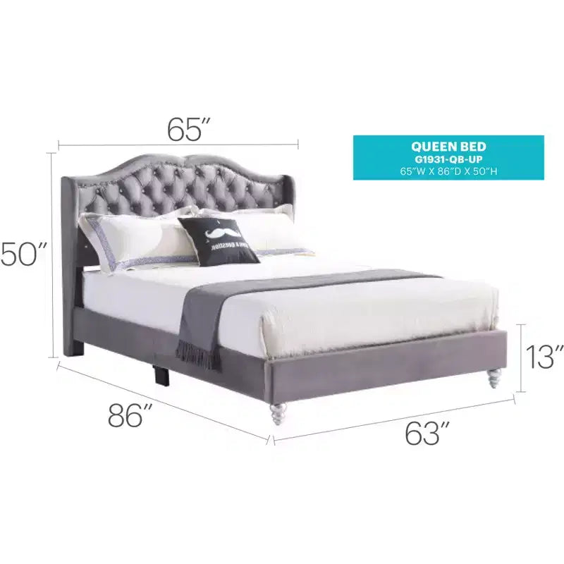 Passion Furniture Joy Jewel Letto a pannelli trapuntato Queen