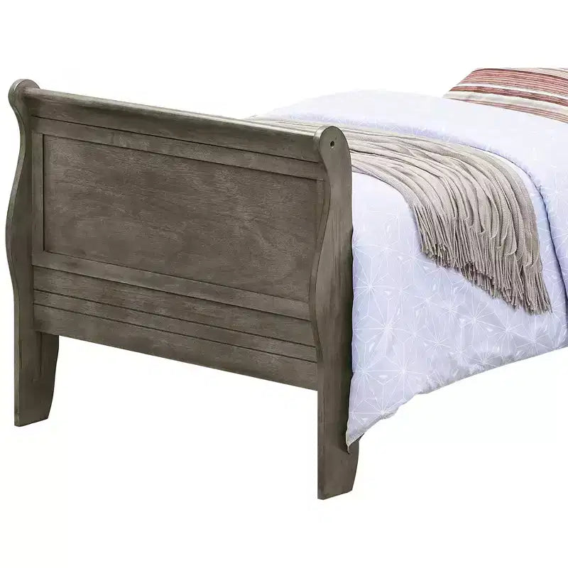 Passion Furniture Letto a slitta singolo Louis Philippe con testiera e pediera
