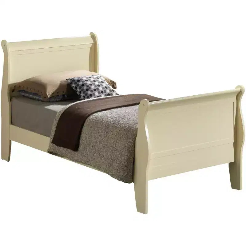 Passion Furniture Letto a slitta singolo Louis Philippe con testiera e pediera