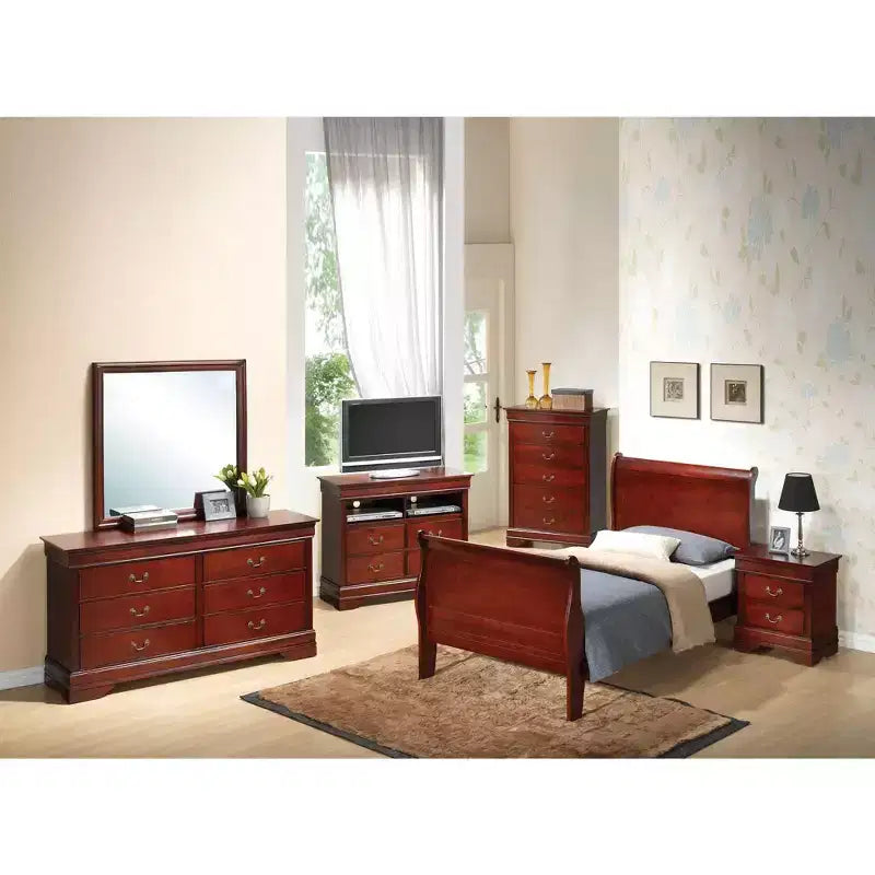 Passion Furniture Letto a slitta singolo Louis Philippe con testiera e pediera
