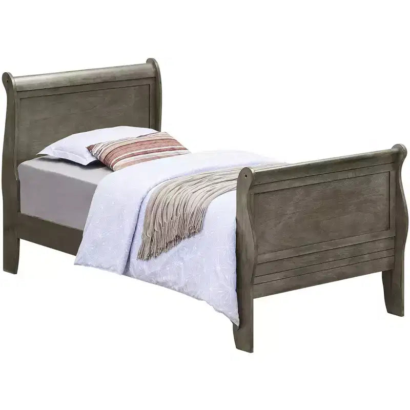 Passion Furniture Letto a slitta singolo Louis Philippe con testiera e pediera
