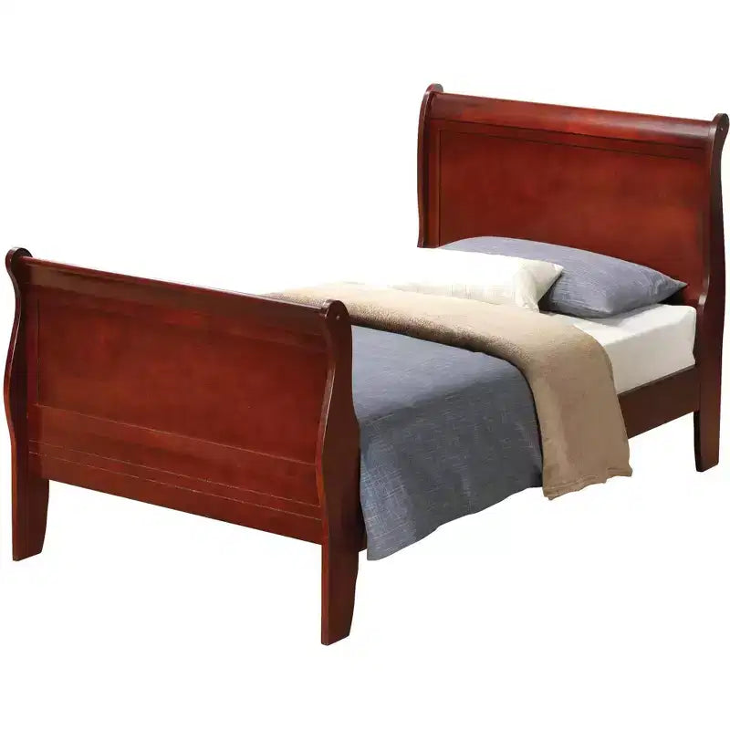 Passion Furniture Letto a slitta singolo Louis Philippe con testiera e pediera