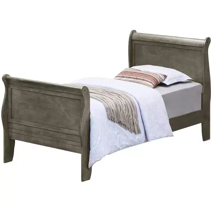 Passion Furniture Letto a slitta singolo Louis Philippe con testiera e pediera