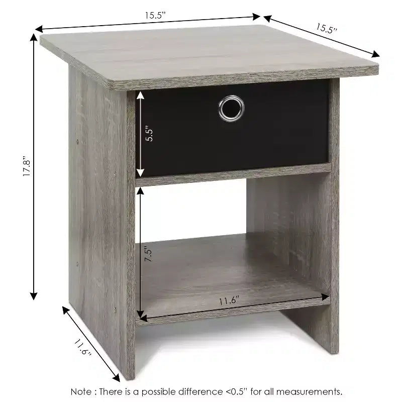 Furinno Comodino con Cassetto, Ripiano Portaoggetti, Tavolino da Notte o da Divano, Rovere Francese