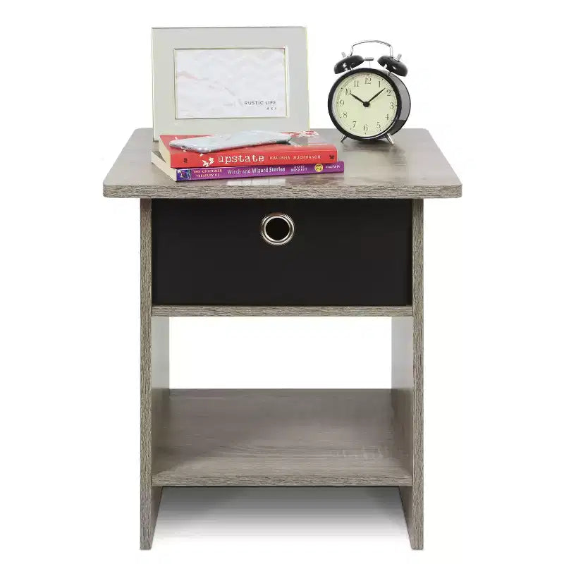 Furinno Comodino con Cassetto, Ripiano Portaoggetti, Tavolino da Notte o da Divano, Rovere Francese