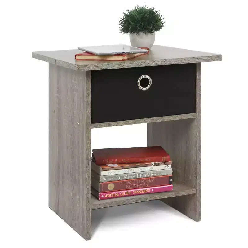 Furinno Comodino con Cassetto, Ripiano Portaoggetti, Tavolino da Notte o da Divano, Rovere Francese