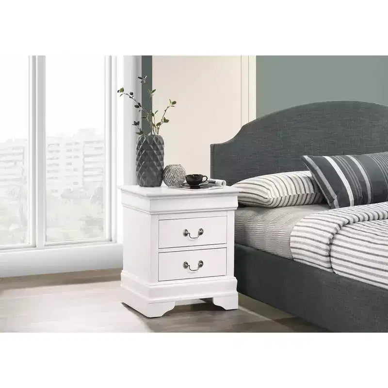 Comodino a 2 cassetti Passion Furniture Louis Philippe (24 pollici A X 21 pollici L X 16 pollici P)