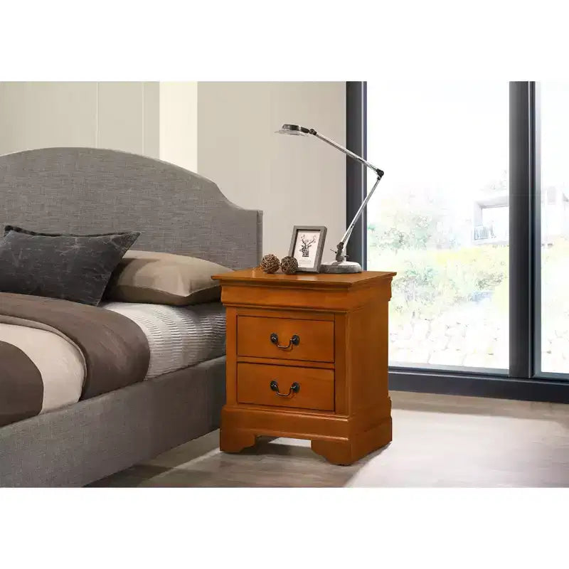 Comodino a 2 cassetti Passion Furniture Louis Philippe (24 pollici A X 21 pollici L X 16 pollici P)
